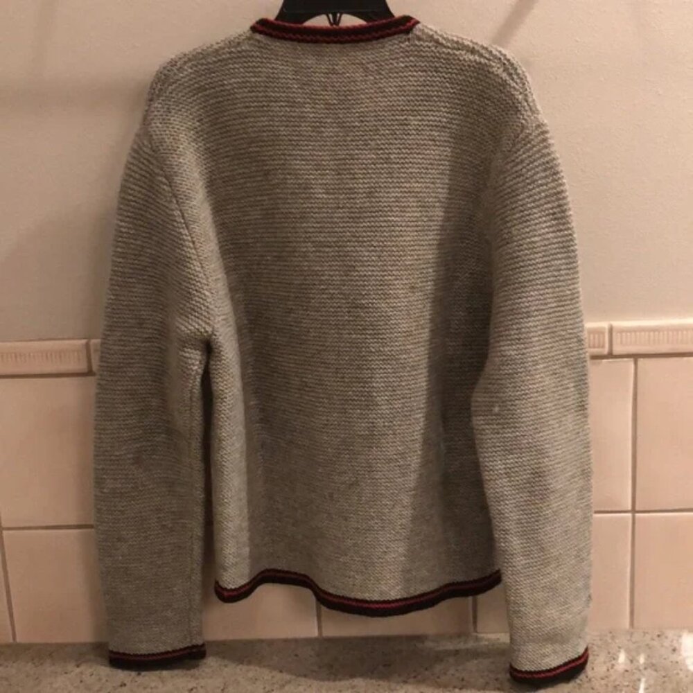 Vintage German wool artisan knit zip up contrast trim sweater cardigan jacket - Picture 7 of 9